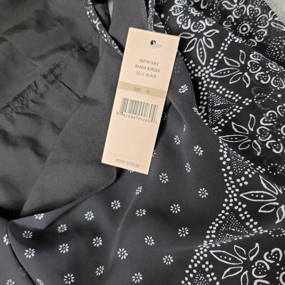 Nanette Lepore Handkerchief‎ Dress Sleeveless Black White V-neck Size 12 Bandana - Picture 5 of 10
